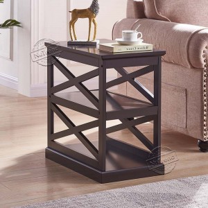 203264V Shabby Chic Bedside Table Chairside End Table for Living Room