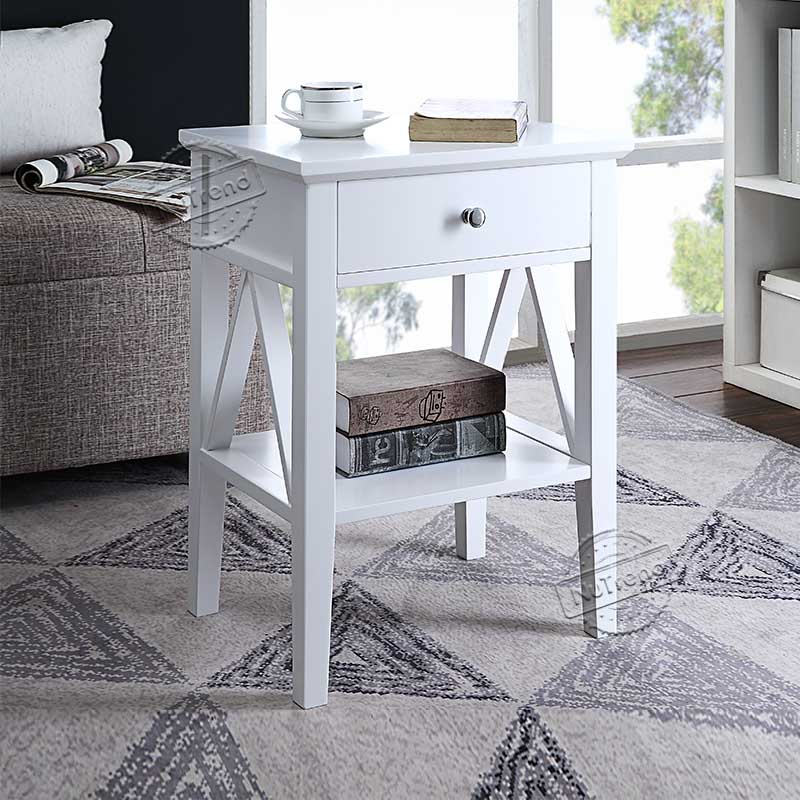 203389 White Modern Side Table with Drawer for Living Room Featured Image