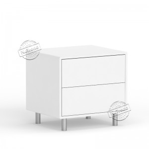 203444V Modern White High Gloss Low Bedside Table Round Edge Nightstand