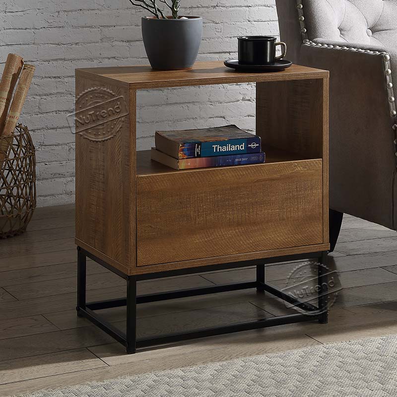 Bedside Table Reclaimed Wood Small Sofa Table with Drawer for Living Room 203462V