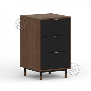 203480 Modern Dark Wood Narrow Nightstand with Drawers for Bedroom