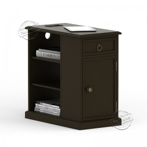 203497 Black End Table with Charging Station Chairside Table with Power