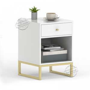 Online Exporter End Table with USB Port - White and Gold Nightstand,Modern Side Table with Drawer and Storage Shelf for Bedroom Living Room 203533 –  NuTrend