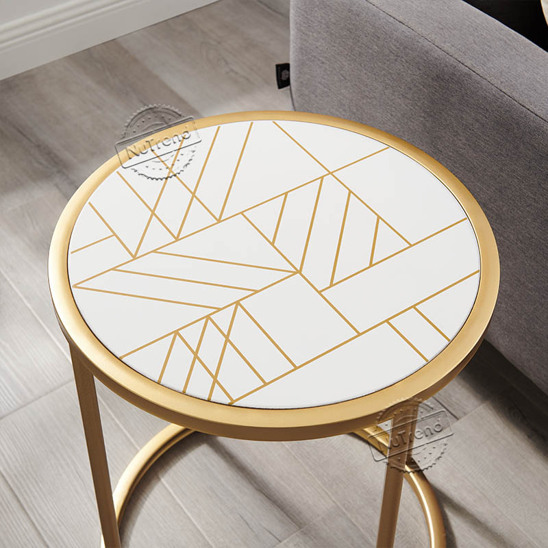 203602 Gold Round Metal Small Side Tables for Small Spaces