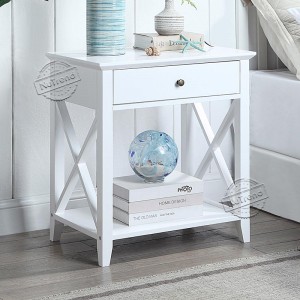 203641 Cross Nightstand Side Table Bedroom with Storage Drawer and Shelf 203641