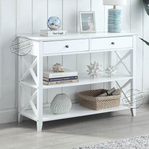 203642 Cross Console Table with 2 Drawers and Storage Shelves for Entryway