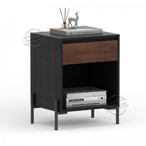 203645 Kalmar Industrial Nightstand Side Table with Storage Drawer for Small Spaces Living Room Bedroom