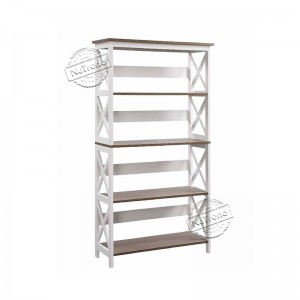 5 Tier Cross Bookcase Display Storage Rack Bookshelf for Home Office 205027