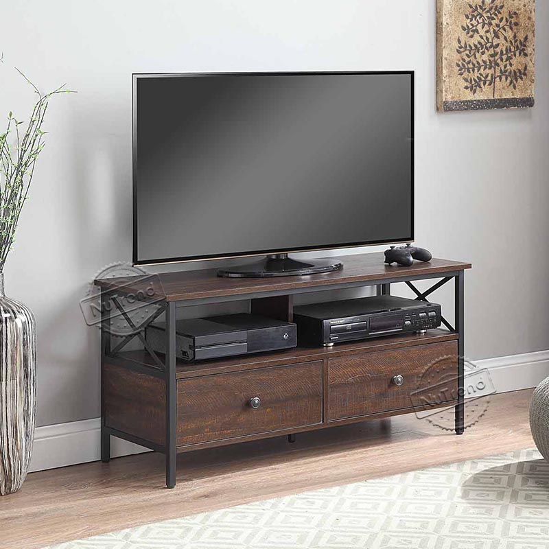 Black Industrial Wood TV Stand With 2 Drawers For Living Room Furniture 205072 Featured Image