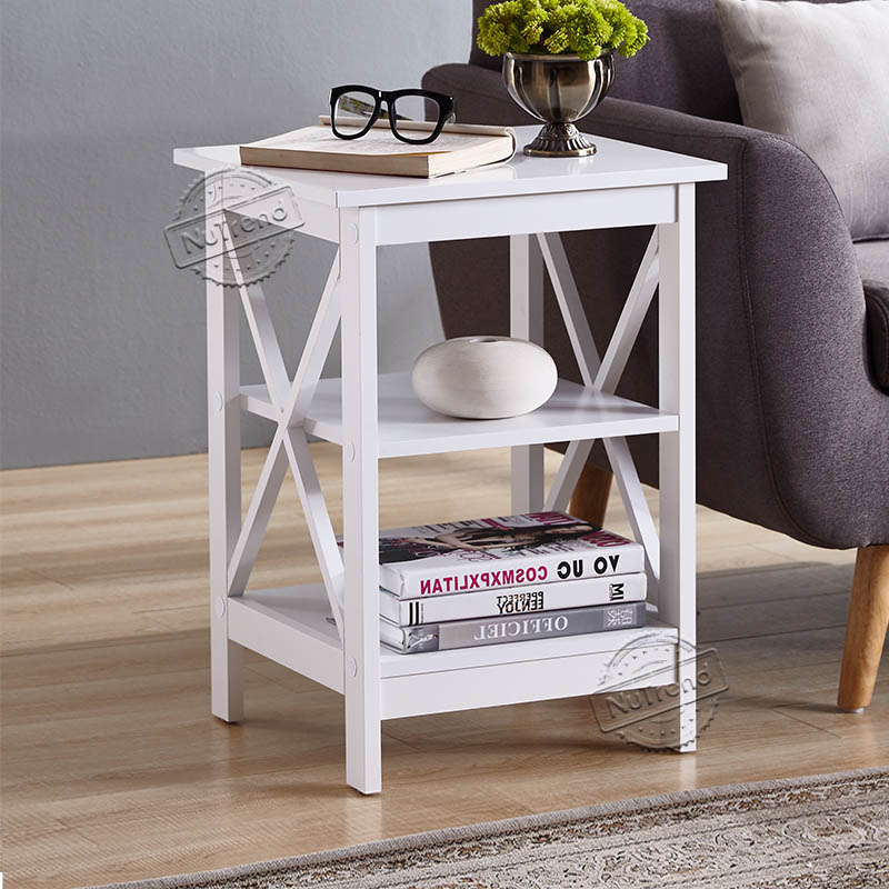502056 Small White End Table for Living Room X Frame Cheap Side Table