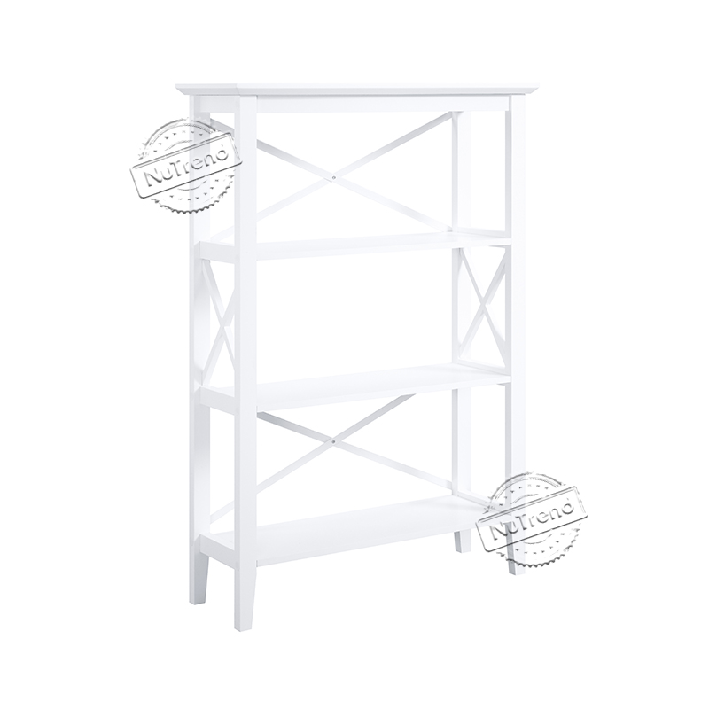 502160 Cross 4 Tier White Bookcase Home office Display Shelving Unit Living Room