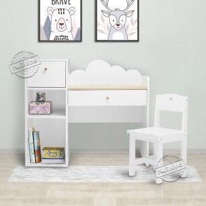 Wooden White Kids Writing Table with Storage Kids Furniture 701052
