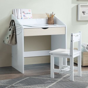 White Kids Study Table with Storage and Chair Kids Furniture 701054
