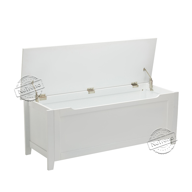 Multipurpose Storage Box Wooden White Bathroom Hamper 702018