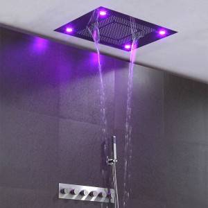 Ceiling recessed four function LED shower head