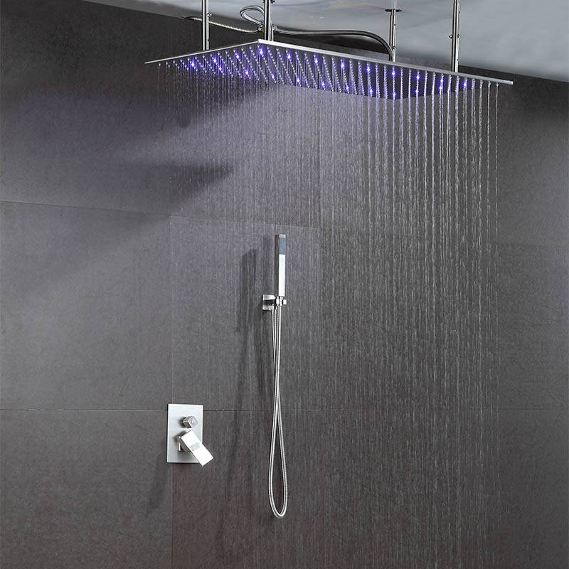 Low price for Shower System Chrome - Ceiling mounted LED retangular shower head – Chengpai