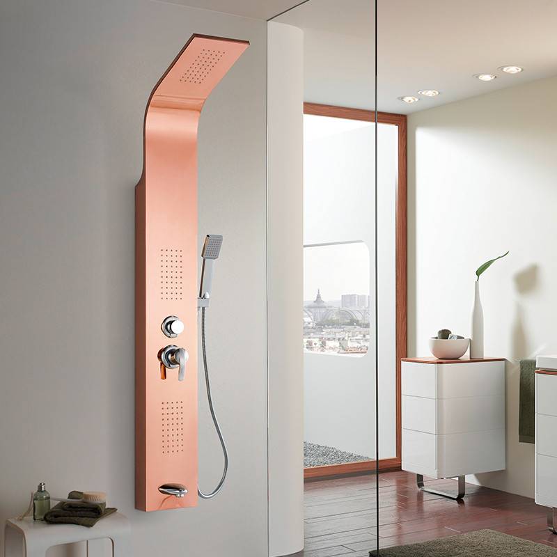 Factory selling Spray Shower Panel System - Rose gold chrome shower panel four function – Chengpai