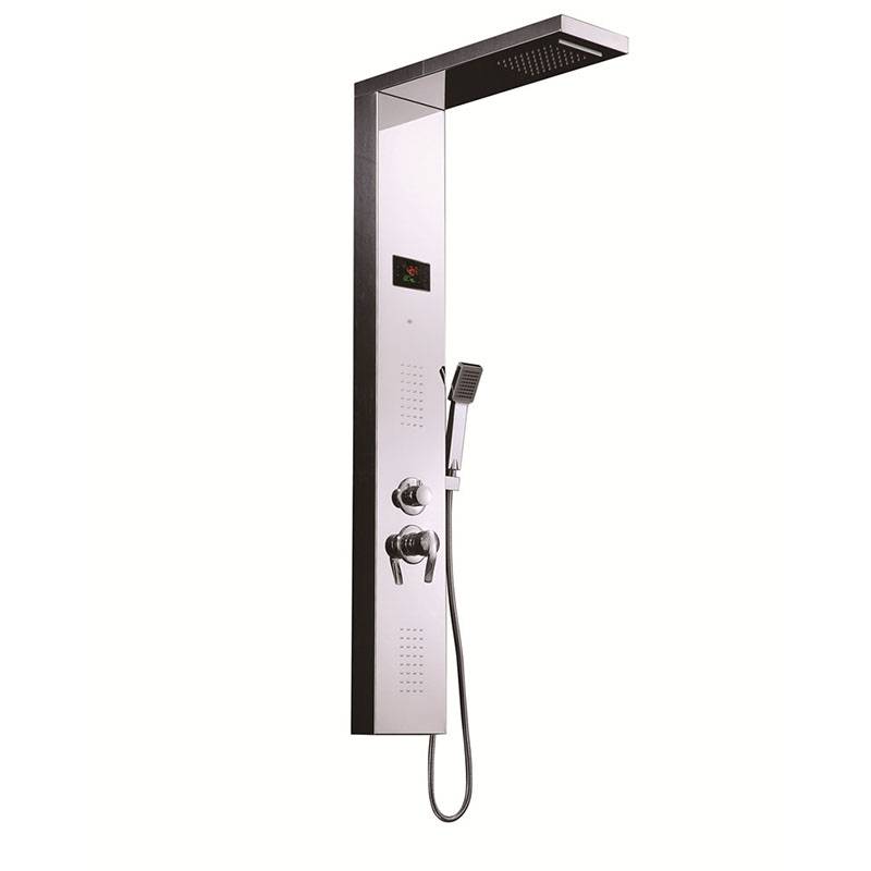 OEM Manufacturer Shower Wall Panels Ireland - Right angle with temperature display polished shower panel of stainless steel Four function – Chengpai