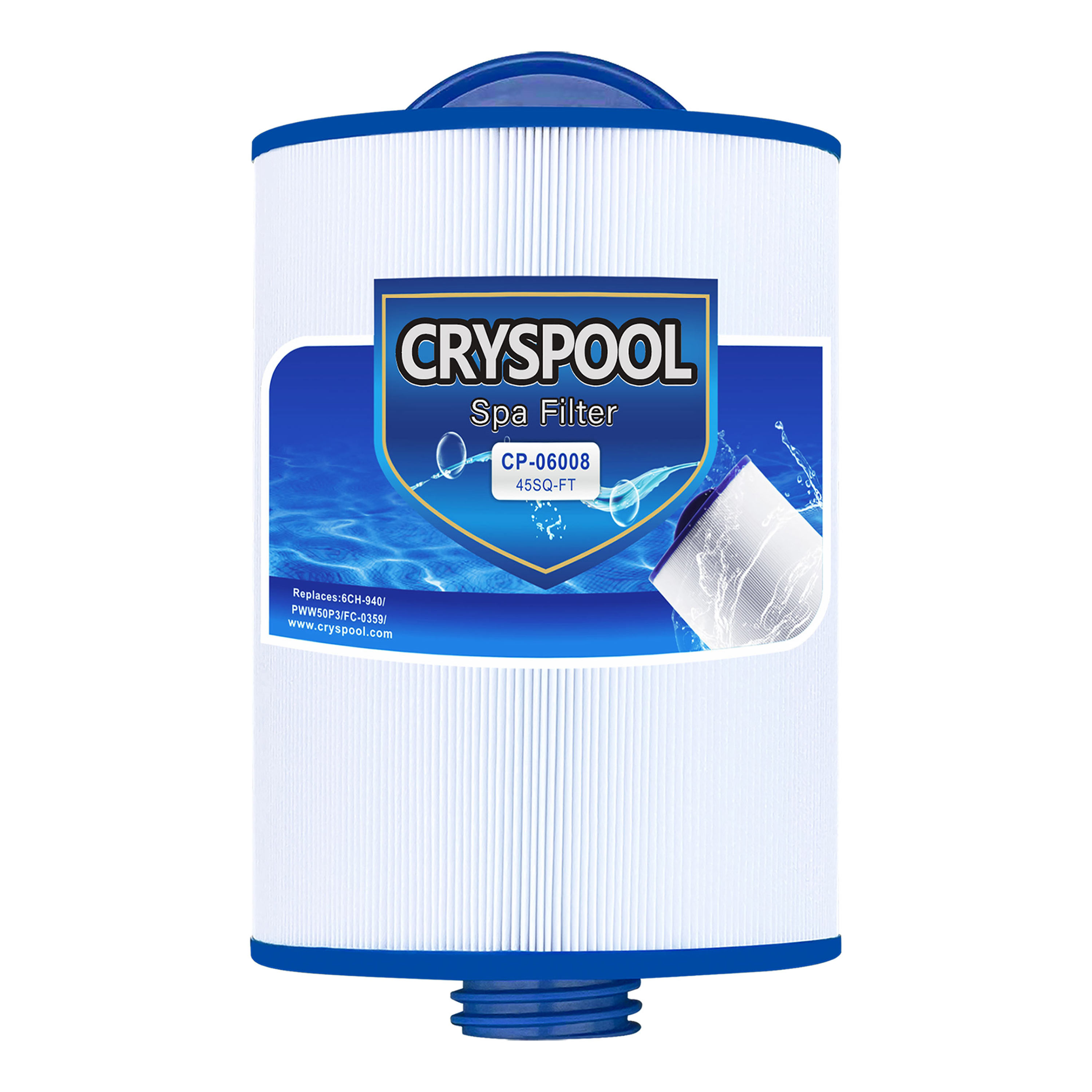 Cryspool Coarse-Thread Spa Filter Replaces 6CH-940, PWW50P3 (NOT PWW50P4), Filbur FC-0359, Waterway Vita Aber,Viking Spa Hot Tub Filter, 45 Sq.Ft. Featured Image