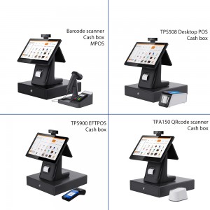 2021 terminal e ncha ea POS dual 15.6 touch screen mesin edc android cash register e nang le printa