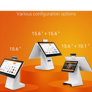 2021 Ny POS terminal dual 15.6 touch screen mesin edc android kasseapparat med printer