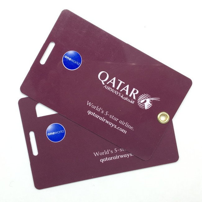 Cas de réussite d'étiquette de bagage en plastique pvc de Qatar Airlines