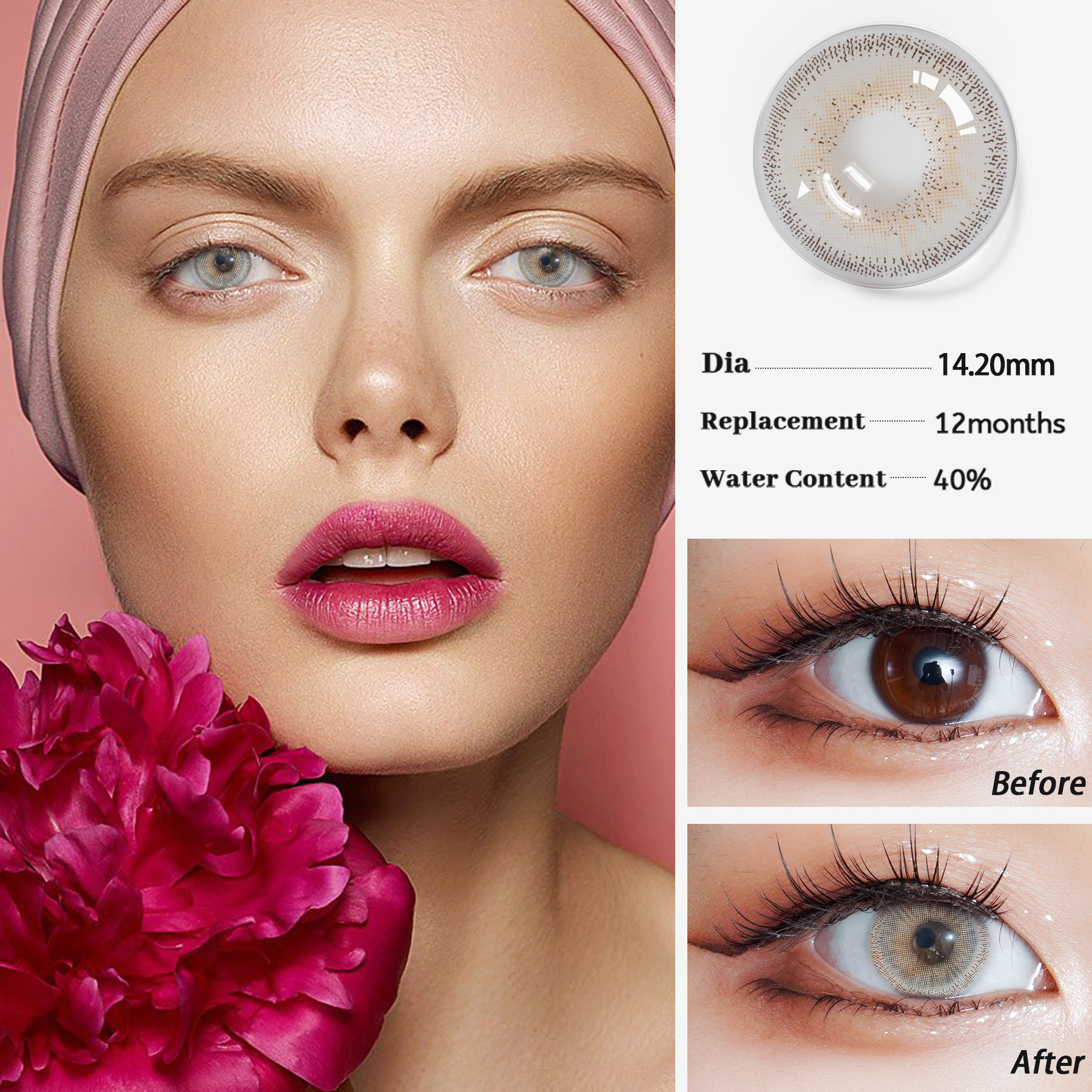 DREAM 4 Pair Colored Contact Lenses Natural Look Gray Eye Lenses Brown Contact Blue Lenses Fast Delivery
