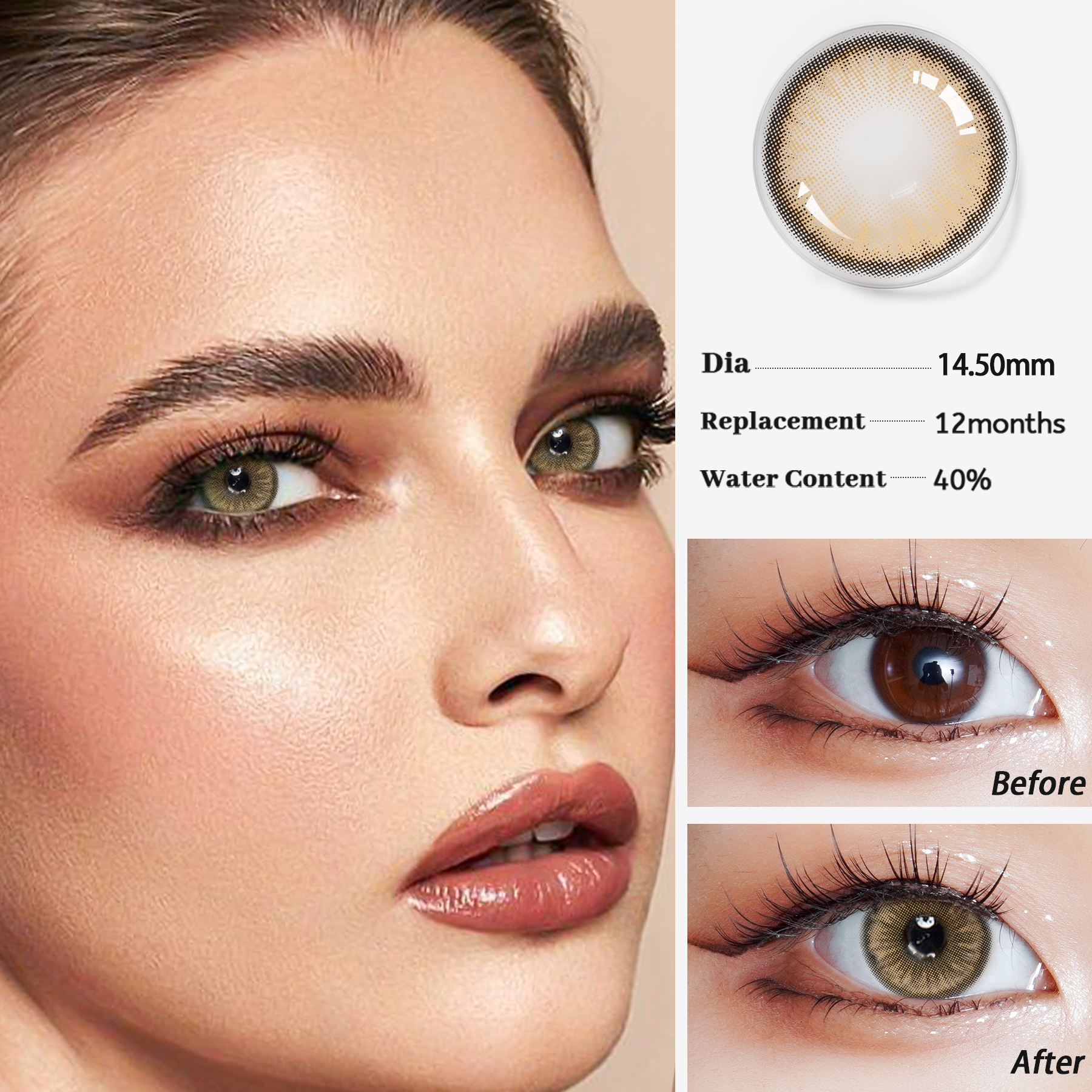 DAWN Custom Cosmetic Extra Lens Cosmetic Soft Contacts Big Eye Colored Contact Lenses