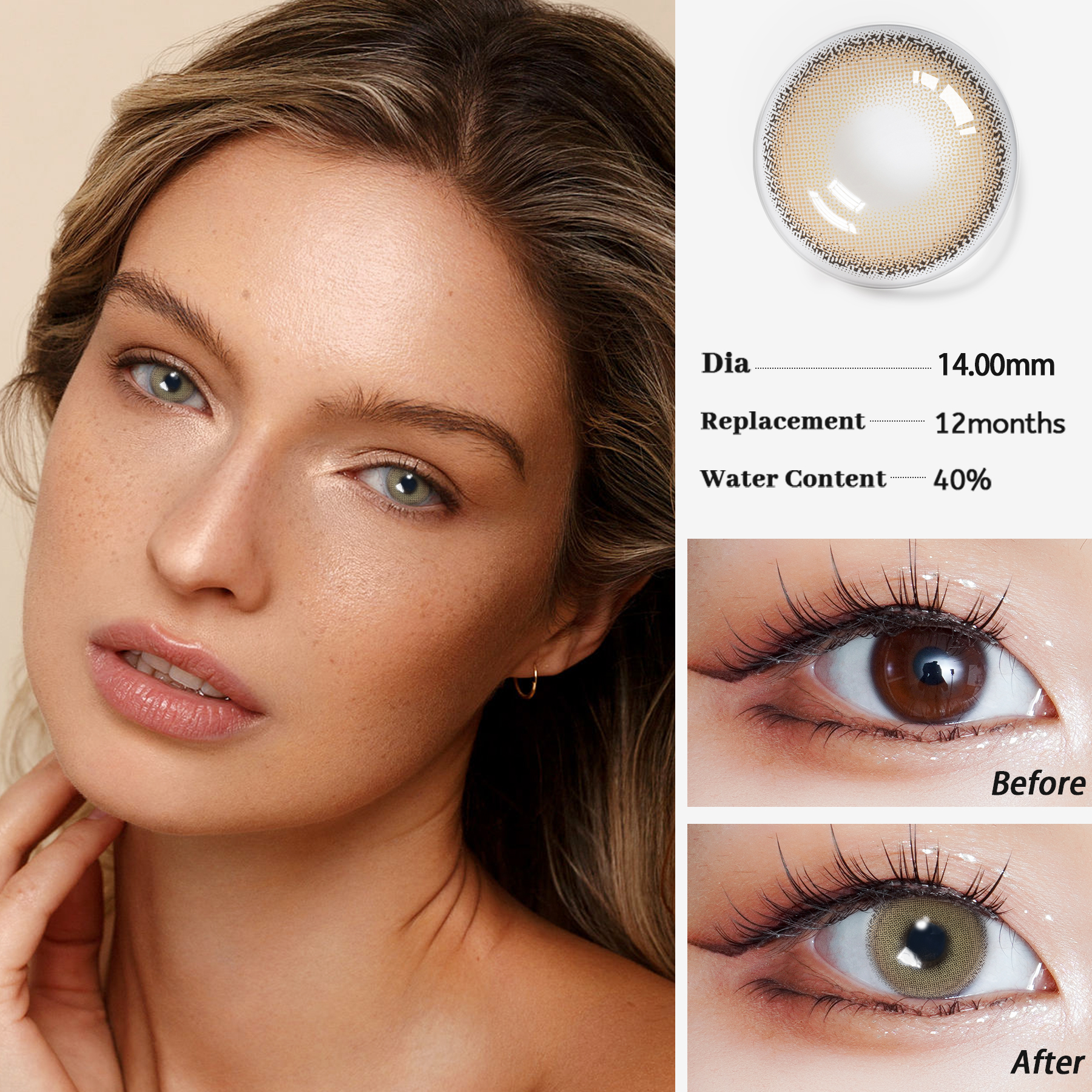 MIA Toptan Kahverengi Kontakt Gözler Renkli Lens İmalatı Kozmetik Doğrudan Yıllık Renkli Göz Gücü Kontakt Lensler