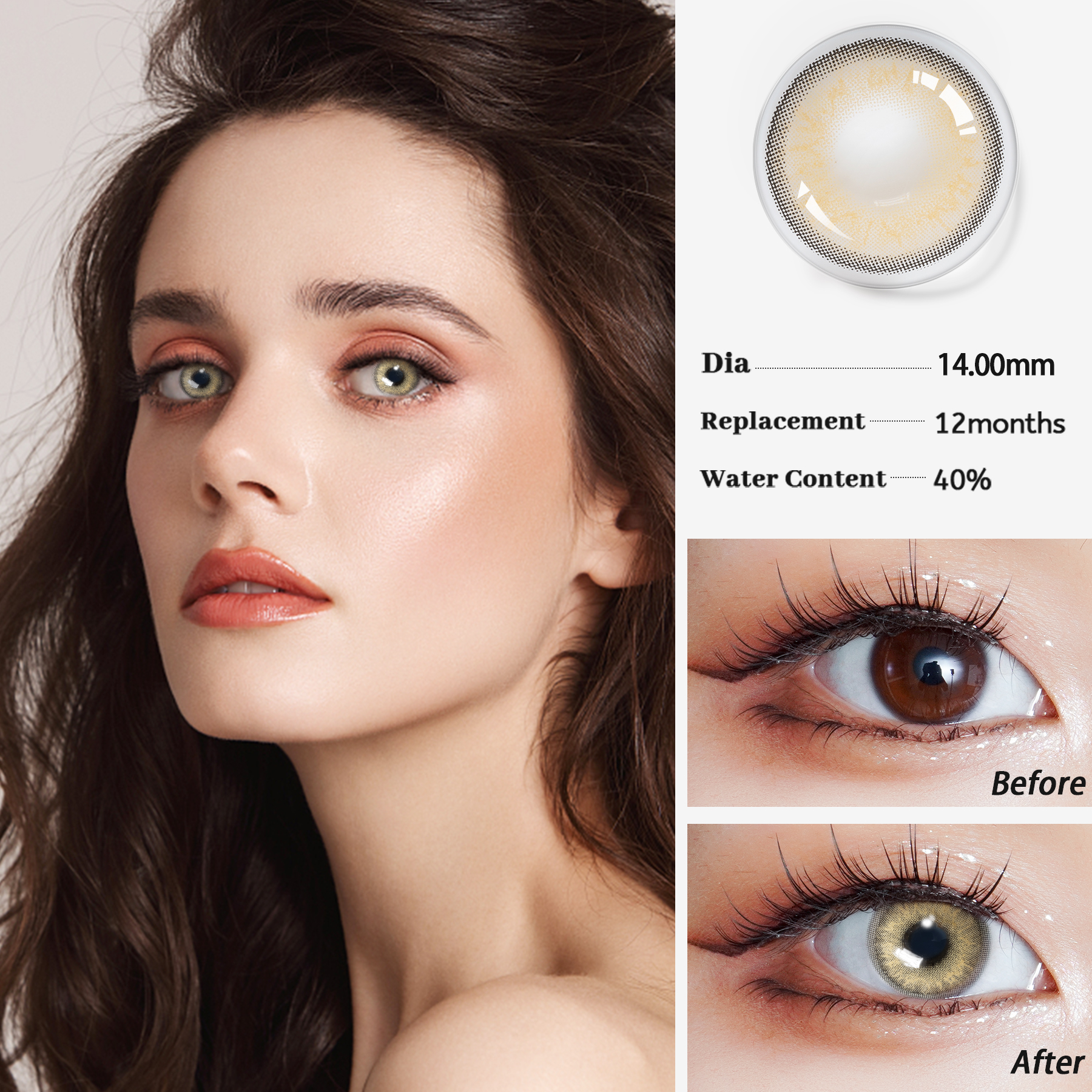 HIMALAYA Soft Natural Lens OEM/ODM dbeyes အမှတ်တံဆိပ် လက်ကား မီးခိုးရောင် အပြာရောင် မျက်လုံး မျက်ကပ်မှန် အရောင် မျက်ကပ်မှန်