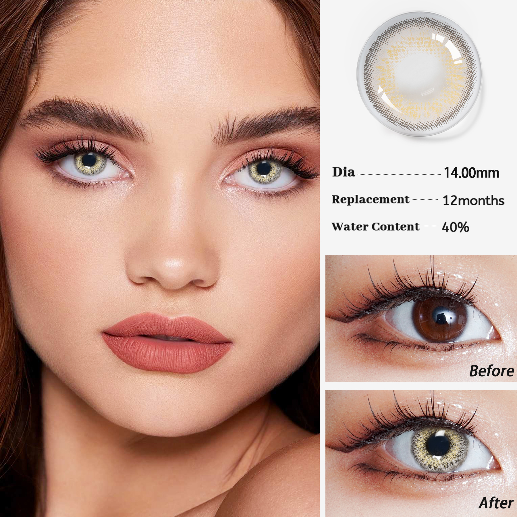 2024 ROME Brown european women beauty eye colored contact lenses contact lenses clean box portable manual rotary lens delivery