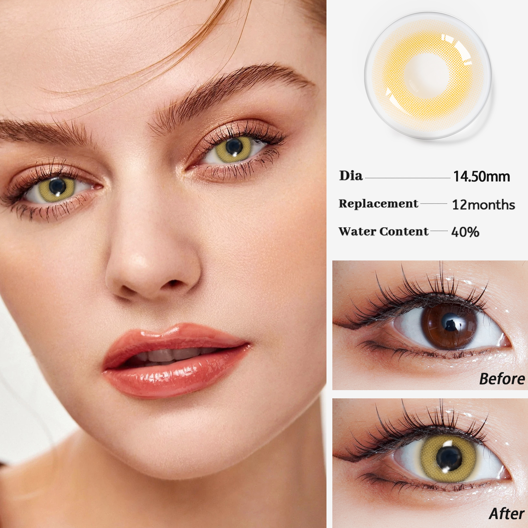 PIXIE Natural 14.5mm lense kleurvolle jaarlikse oog gemengde kleur len klein skoonheid kontaklense make-up