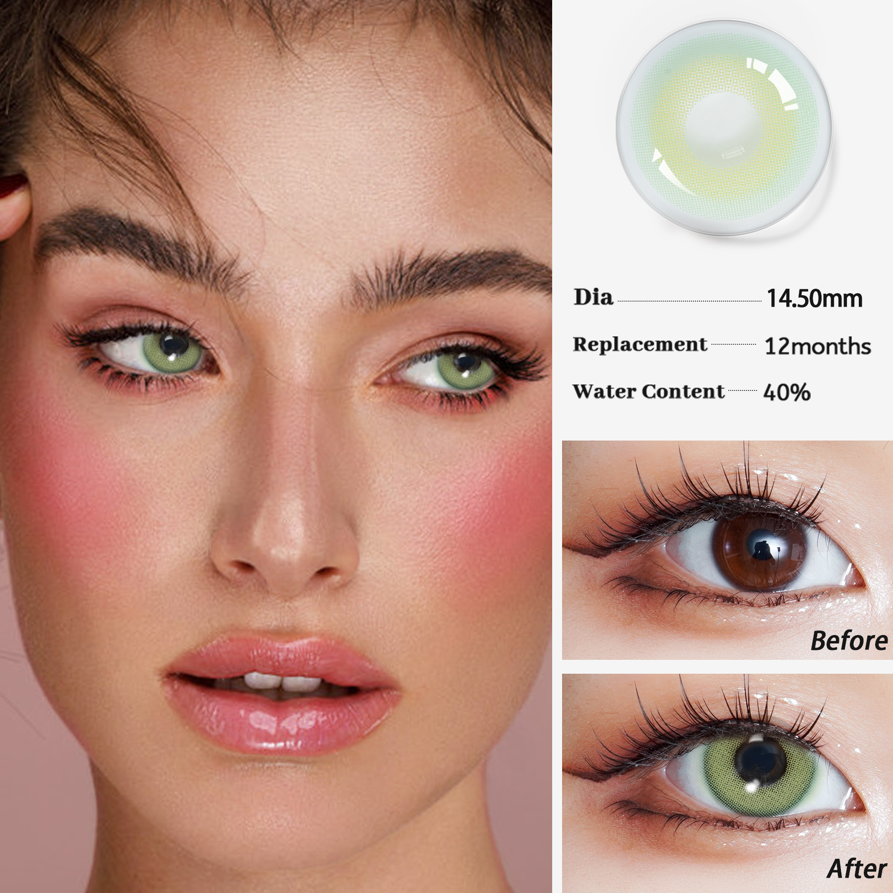 PIXIE-2 Kosmetikong kontak Cute Eye Contact Lens lente sa mata contact lens kolor natural nga lente Myopia Reseta Degrees