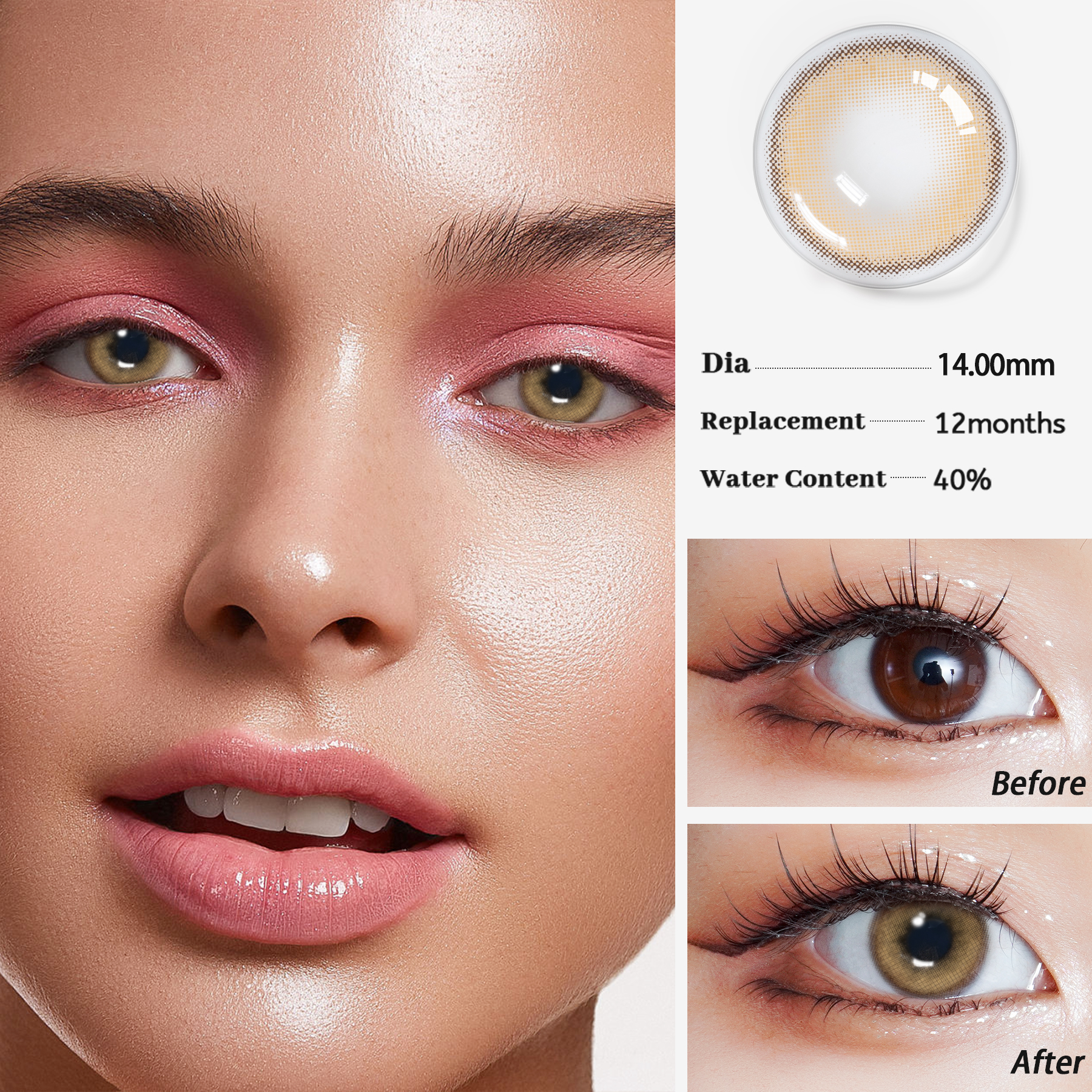 Lambobin Launukan RAINBOW Kyauta Kyauta Samfuran Launuka Launin Tuntuɓi Sihiri Babban Eye Da'irar Cosmetic Contact Lens