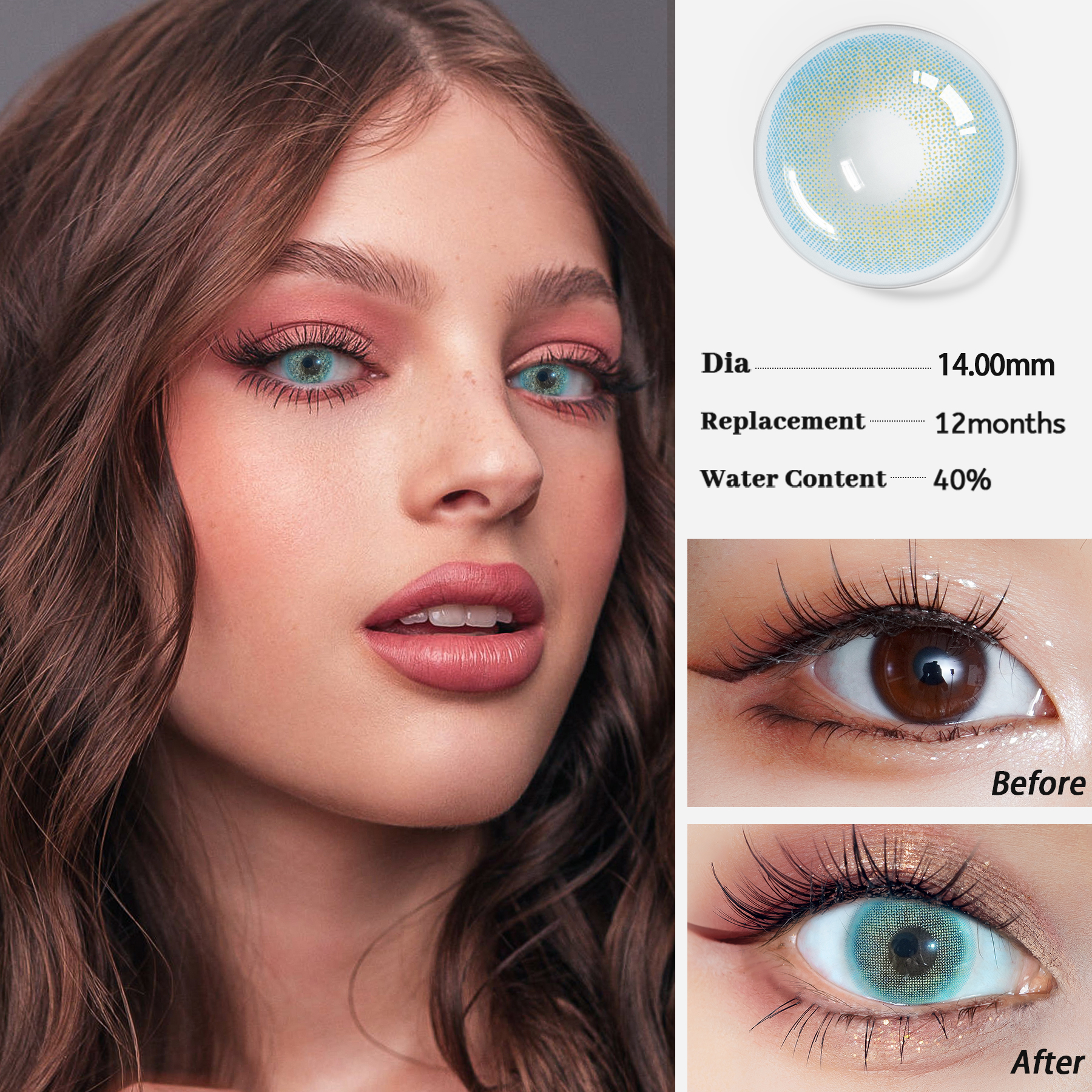 Colored Contacts Supplier Queen Most Natural Colored Contact Lenses Soft Contact Lens with Prescription Power Free Shipping