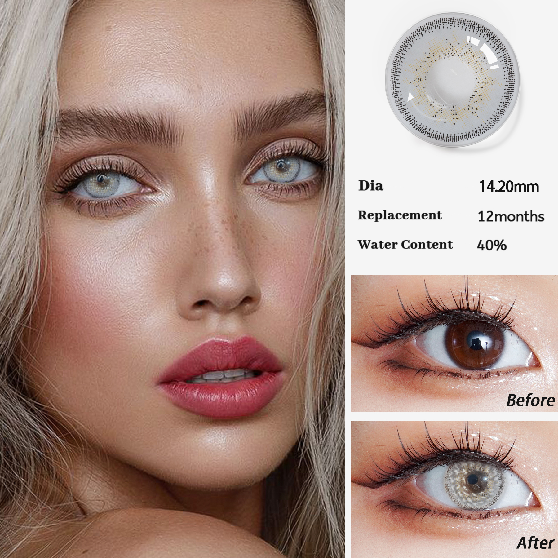 DREAM 4 Pair Colored Contact Lenses Natural Look Gray Eye Lenses Brown Contact Blue Lenses Fast Delivery