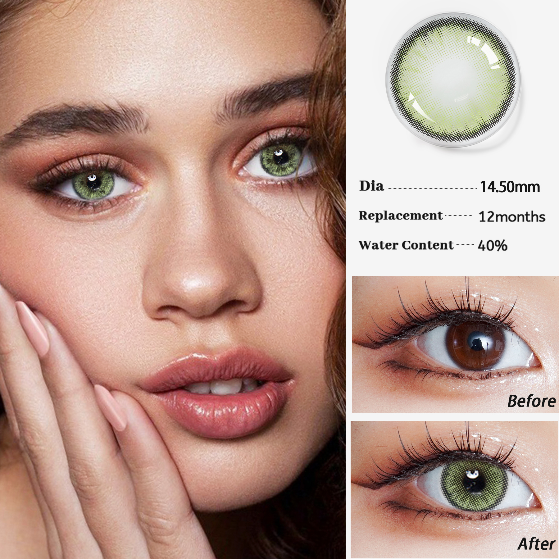DAWN HOT sêfte brillen kosmetika foar eagenkleur kontaktlenzen jierlikse natuerlike kleurde kontaktlenzen