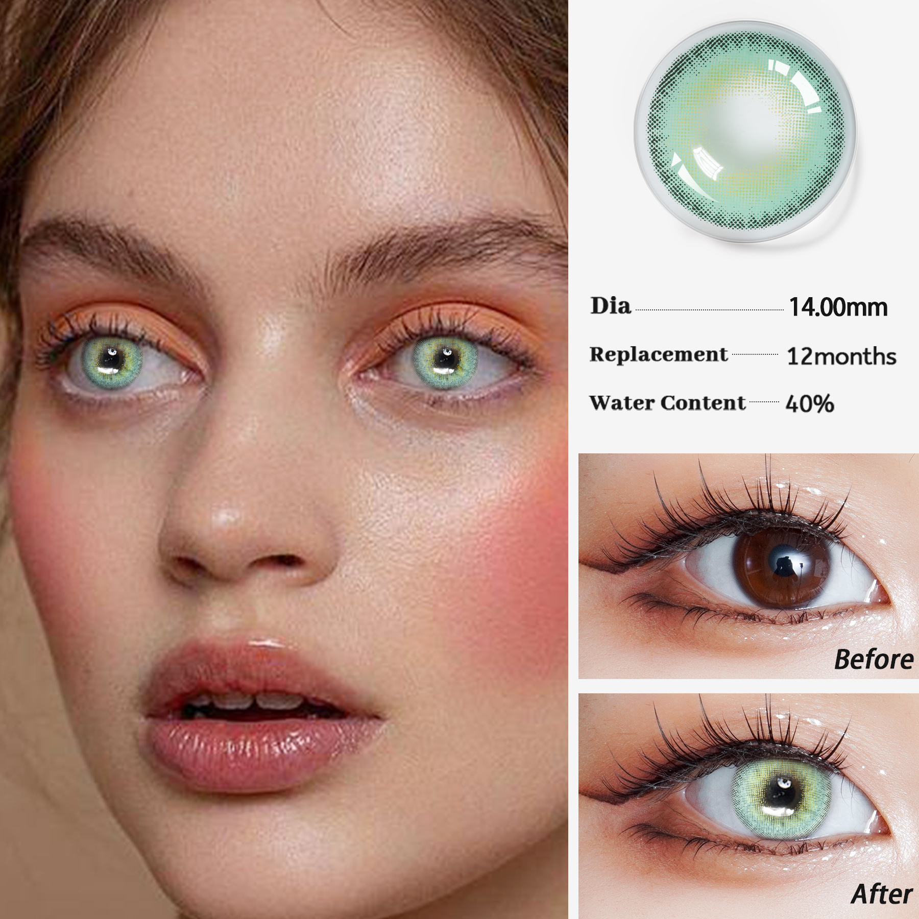 CLASSICAL Serisi 14.00 MM Yıllık Kullanım Kozmetik Renkli Kontakt Lensler Güç Toptan Doğal Yumuşak Kontakt Lensler