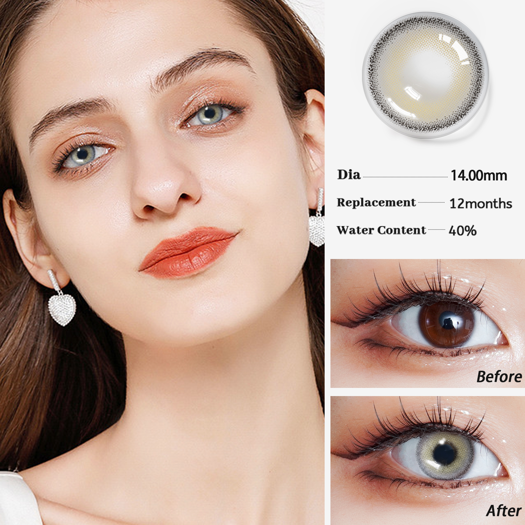 MIA Toptan Kahverengi Kontakt Gözler Renkli Lens İmalatı Kozmetik Doğrudan Yıllık Renkli Göz Gücü Kontakt Lensler