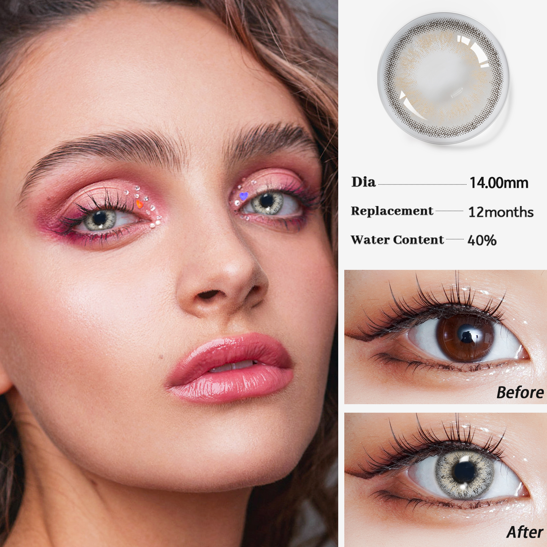 2024 ROME Brown european women beauty eye colored contact lenses contact lenses clean box portable manual rotary lens delivery