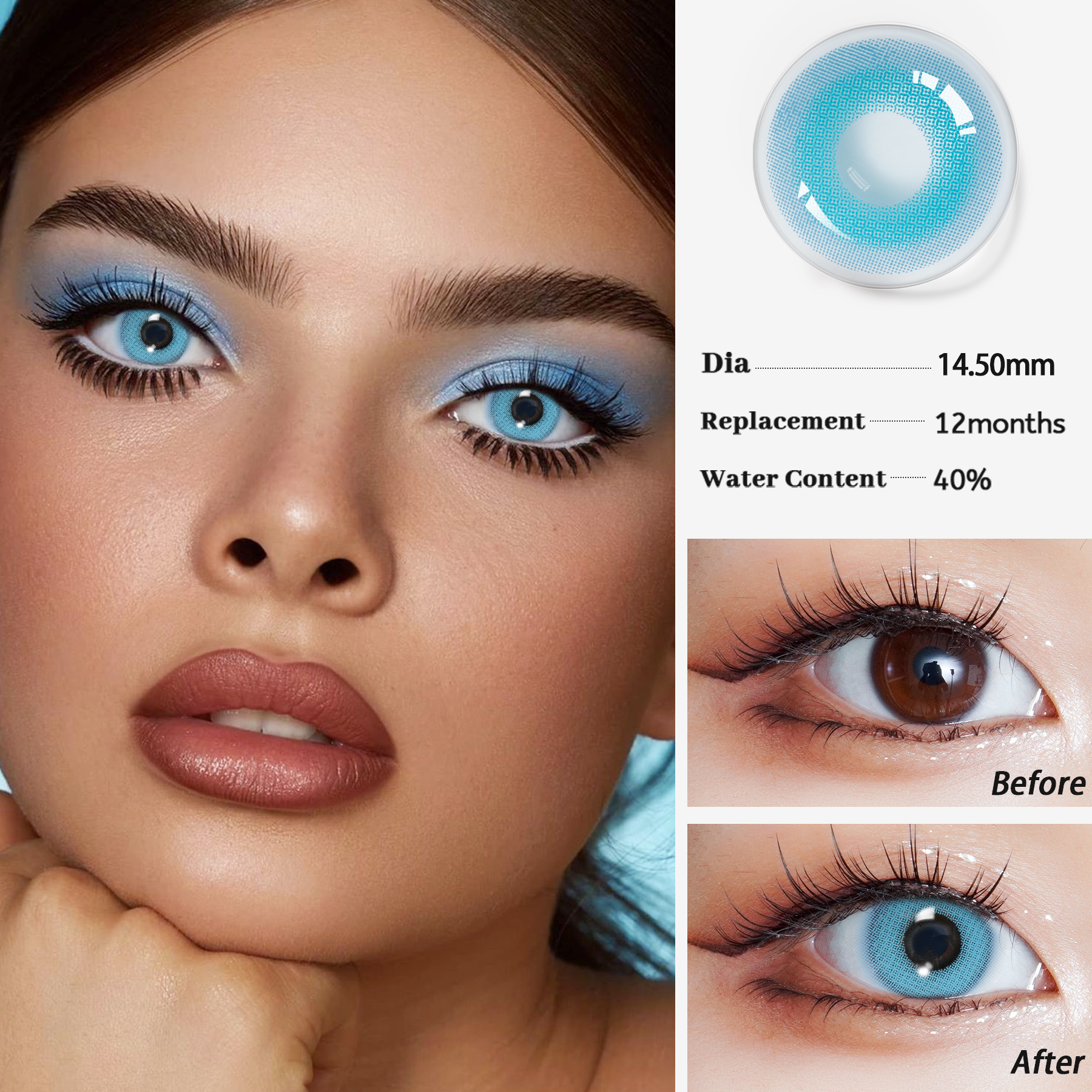 PIXIE Natural 14,5 mm linser farverige årlige øjenblandede farve len små skønhedskontaktlinser makeup