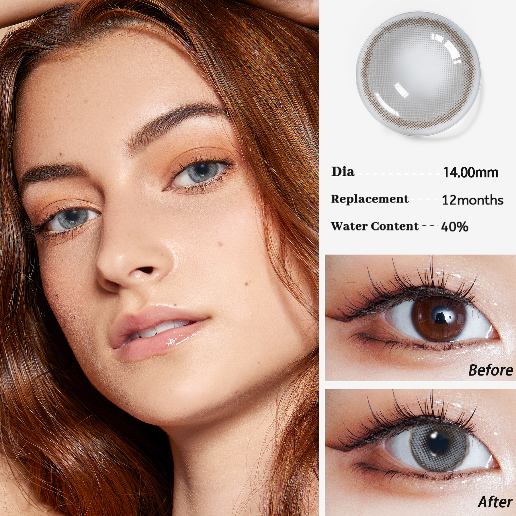 RAINBOW 14.0mm cheap price Soft Contact Lenses Contour Grey yearly Wholesale Style comfortable and shinny hotsale