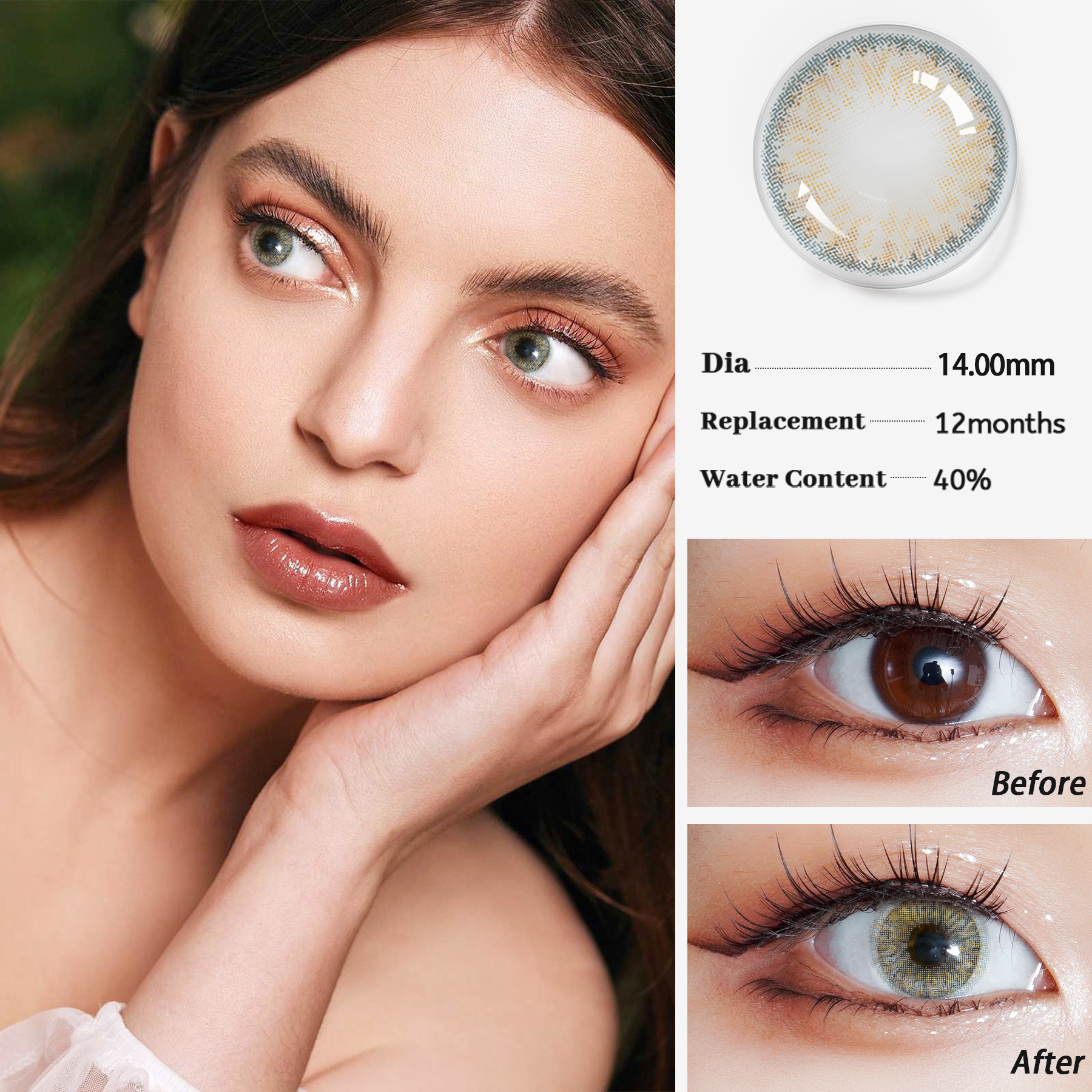 KIWI Super Soft Natural Eye Lens Atacado Softlens Lentes de contato coloridas Lentes de contato cosméticas