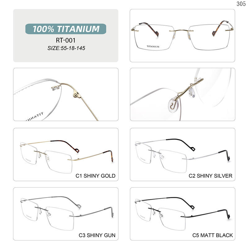 Dachuan Optical RT-001 China Supplier Simple Design Titanium Optical Glasses With Metal Spring Hinge (2)