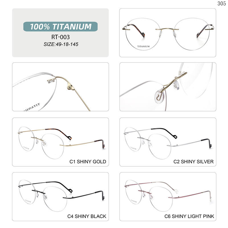 Dachuan Optical RT-001 China Supplier Simple Design Titanium Optical Glasses With Metal Spring Hinge (4)