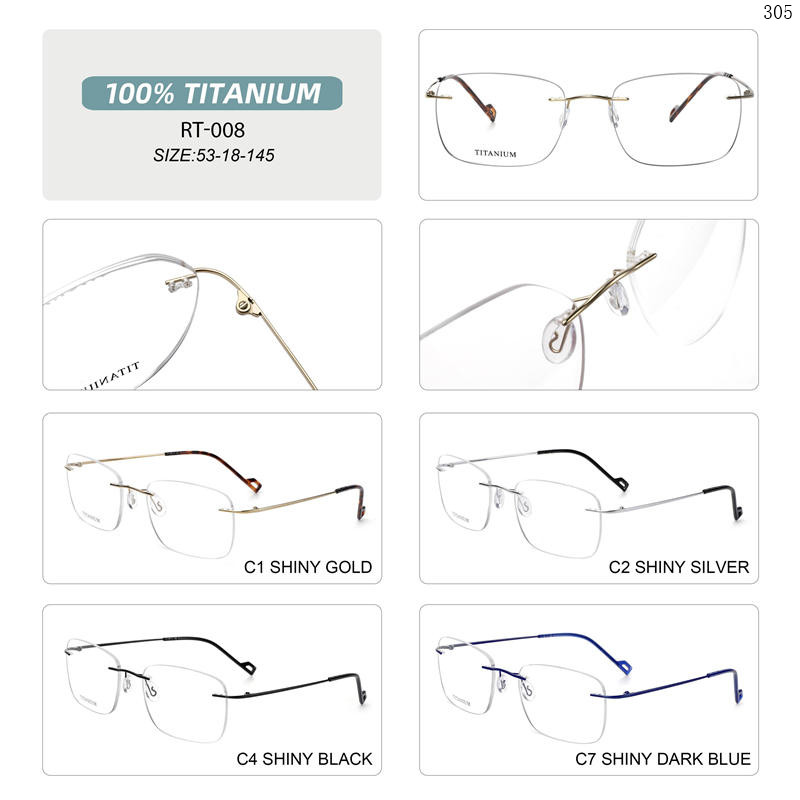 Dachuan Optical RT-001 China Supplier Simple Design Titanium Optical Glasses With Metal Spring Hinge (9)