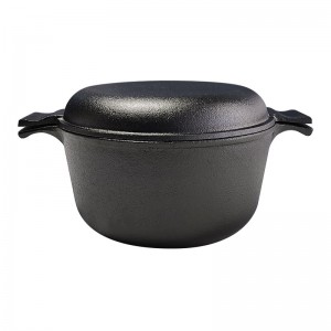 New Style High Quality Pre-Seasoned Cast Iron Pot 2 In 1 Dutch Oven