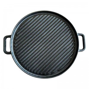 ນ້ຳມັນພືດປີ້ນປີ້ນກັບກັນສອງເທົ່າທີ່ໃຊ້ແລ້ວ ກະພາປີ້ງແບນ Cast Iron BBQ Griddle Plate