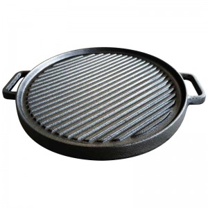 Pre-Seasoned High Quality Reversible Double Used Flat Cast Iron Grill Pans / BBQ Griddle Plate