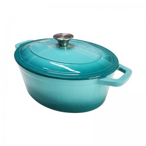 Hot selling  Oval Enamel Cast Iron Casserole Pot With handle